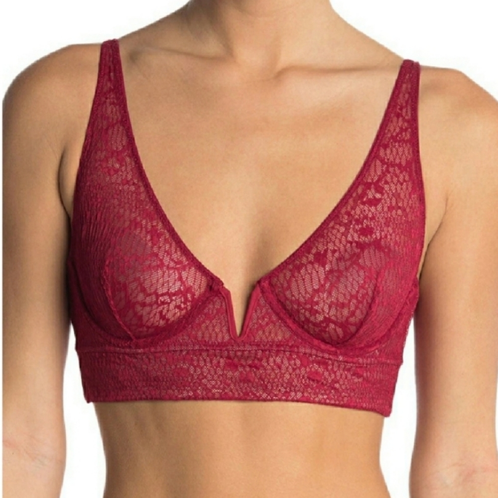 Free People Tameeka Lace Underwire Bra Berry Electric XS FP118
